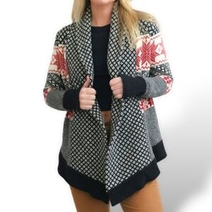 Y2K Fair Isle Lambswool Cardigan Nordic Ski Sweater Small